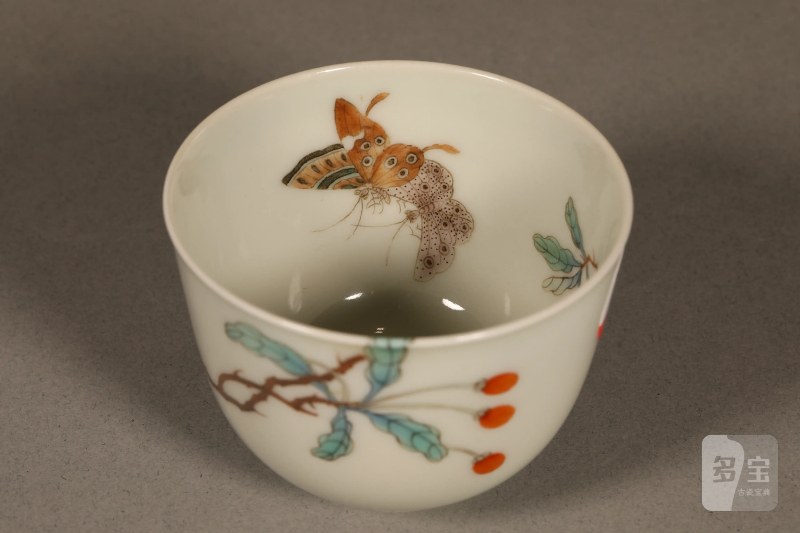 清 五彩过墙花蝶纹茶圆 - 图8